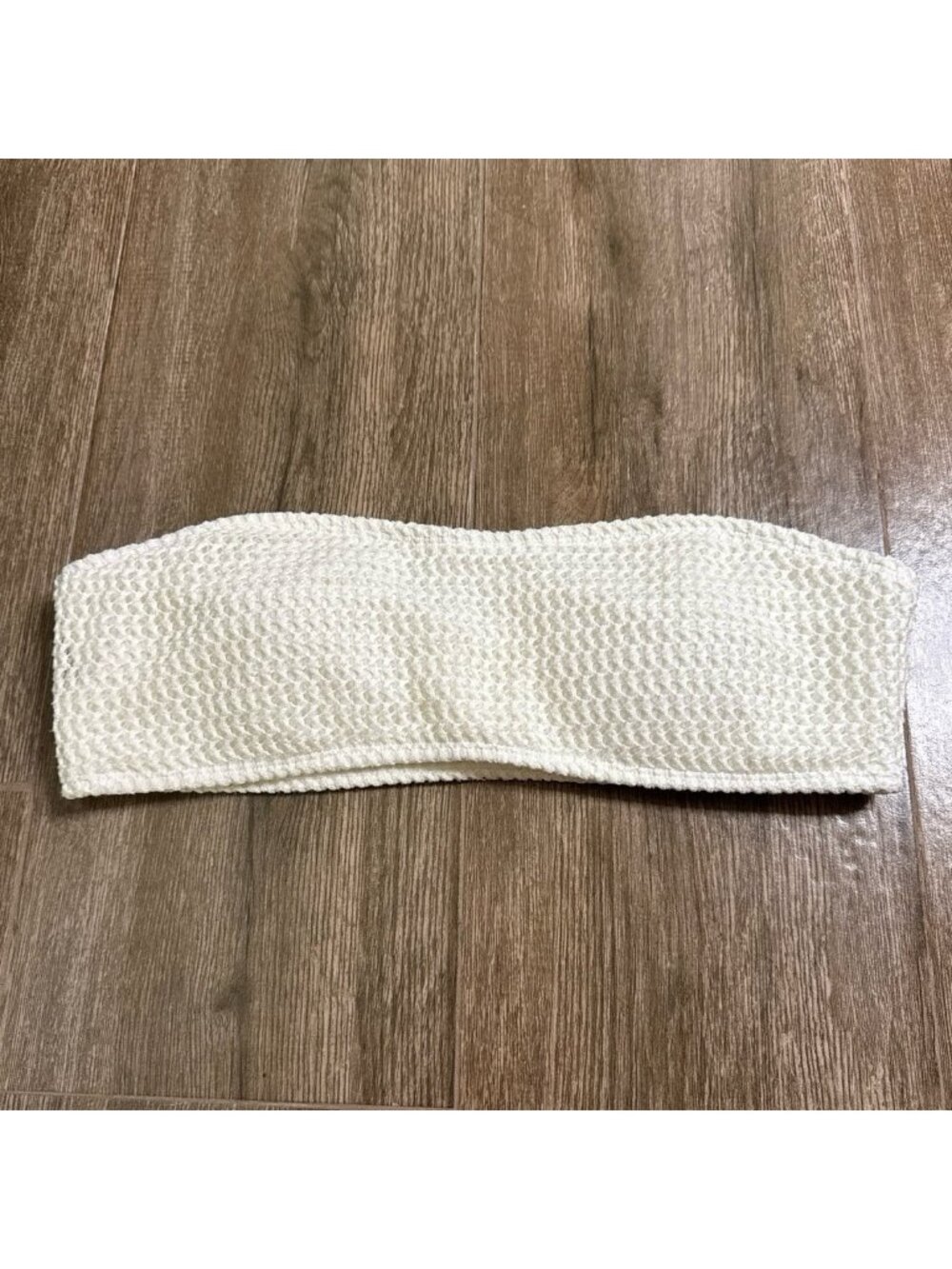 Forever 21 Crochet Knit Bandeau Top White Plus 0X XL